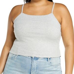 NEW Nordstrom Square Neck Crop Camisole Tank Top Heather Grey Size 2X Minimalist